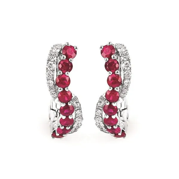 5/8 Tgw. Ruby And Diamond Swirl Earrings 14K Gold (Includes 1/8 Ctw. Diamonds) Conti Jewelers Endwell, NY