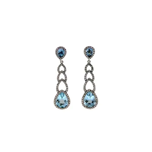 3.53 Ctw. Aquamarine & Diamond Teardrop Drop Earrings in 14k White Gold Conti Jewelers Endwell, NY