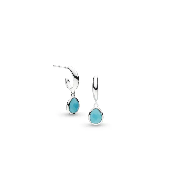 Coast Pebble Azure Gemstone Hoop Drop Earrings in Sterling Silver Conti Jewelers Endwell, NY