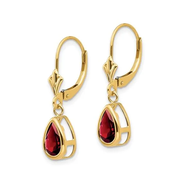 14k 8x5mm Pear Garnet Leverback Earrings Image 2 Conti Jewelers Endwell, NY