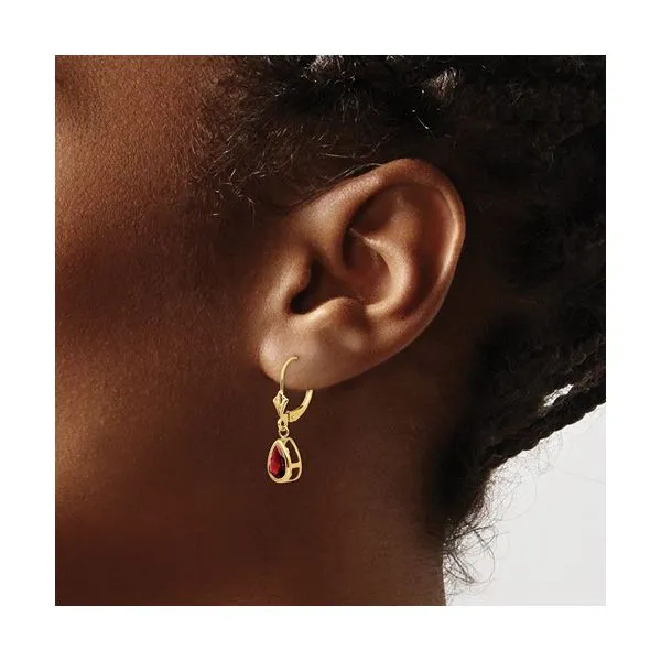 14k 8x5mm Pear Garnet Leverback Earrings Image 3 Conti Jewelers Endwell, NY