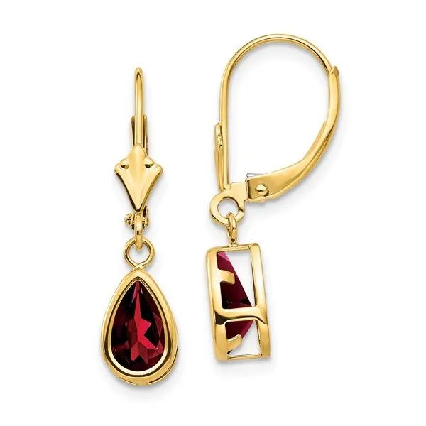14k 8x5mm Pear Garnet Leverback Earrings Conti Jewelers Endwell, NY