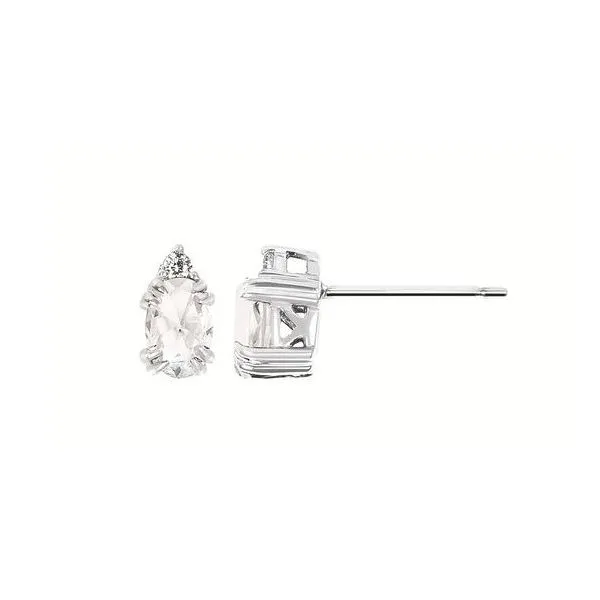 White Sapphire & Diamond Stud Earrings in 10k White Gold Image 2 Conti Jewelers Endwell, NY