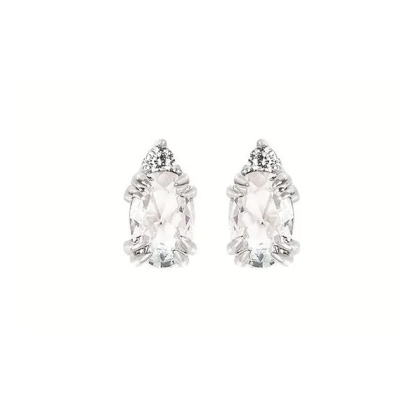 White Sapphire & Diamond Stud Earrings in 10k White Gold Conti Jewelers Endwell, NY