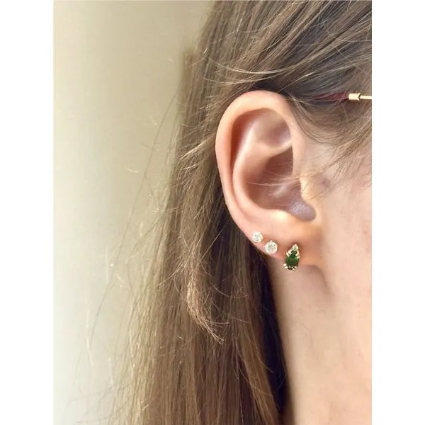 10k YG Created Diamond & Created Emerald Earrings Image 2 Conti Jewelers Endwell, NY