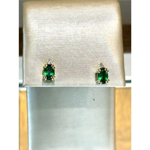 10k YG Created Diamond & Created Emerald Earrings Conti Jewelers Endwell, NY