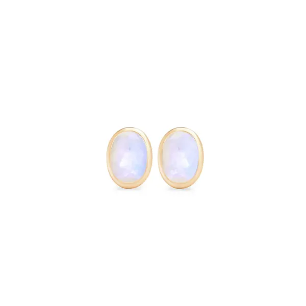 Moonstone Stud Earrings in 14k Yellow Gold Conti Jewelers Endwell, NY