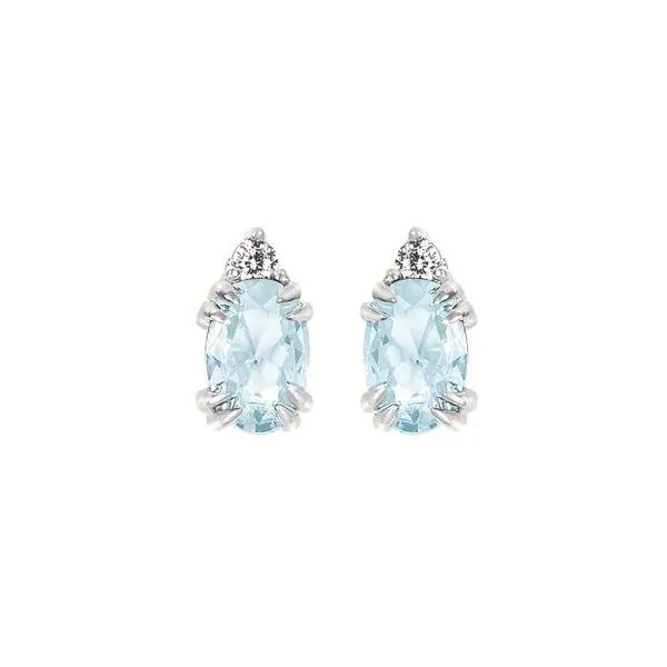 0.04Ctw Diamond & Created Aquamarine Birthstone Earrings in 10k White Gold Conti Jewelers Endwell, NY