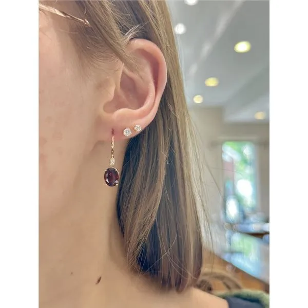 Oval-Cut Garnet & Diamond Dangle Earrings in 14k Yellow Gold Image 2 Conti Jewelers Endwell, NY