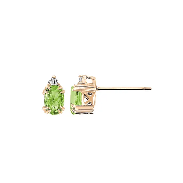 0.04 Ctw. Diamond and Peridot Stud Earrings in 10k Yellow Gold Image 2 Conti Jewelers Endwell, NY