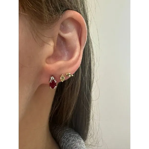 0.04cttw Diamond & Created Ruby Stud Earrings in 10K White Gold Image 2 Conti Jewelers Endwell, NY