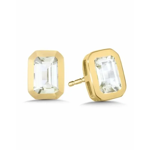 White Topaz Emerald-Cut Earrings in 14k Yellow Gold Conti Jewelers Endwell, NY