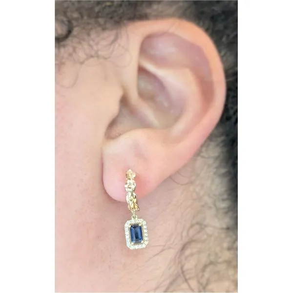0.7 cttw. Sapphire and Diamond Dangle Earrings in 14k Yellow Gold Image 2 Conti Jewelers Endwell, NY