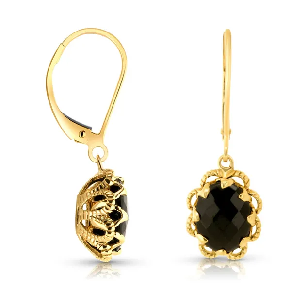 14k Yellow Gold 3.71cttw Black Onyx Dangle Earrings Conti Jewelers Endwell, NY