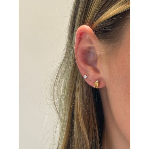 10k white gold 0.04cttw Dia and Citrine Stud Earrings Conti Jewelers Endwell, NY