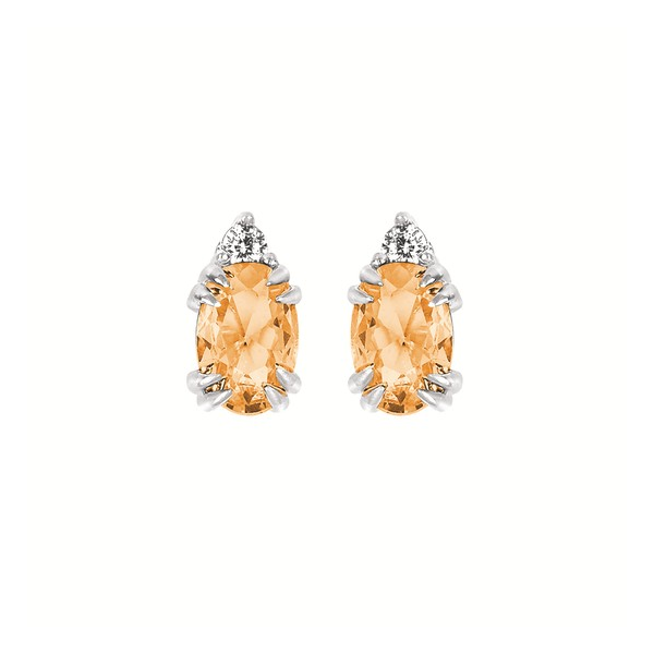 10k white gold 0.04cttw Dia and Citrine Stud Earrings Image 2 Conti Jewelers Endwell, NY