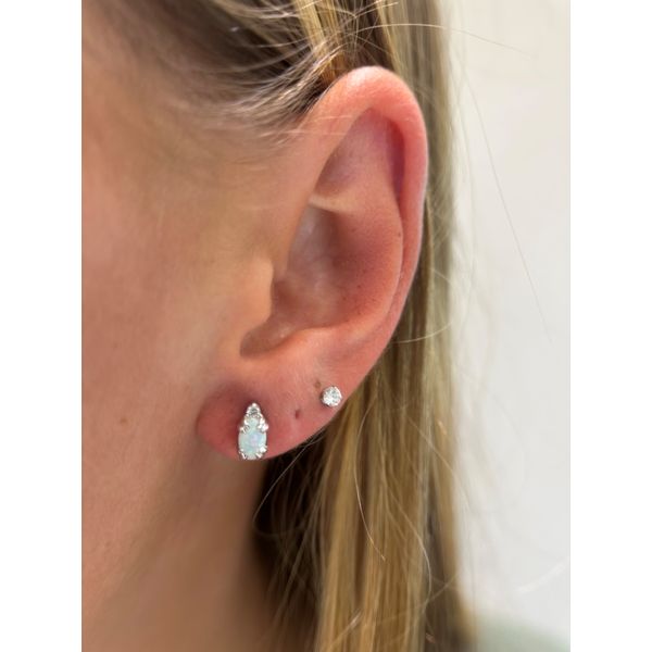 10k WG 0.04cttw Dia & Opal Stud Earrings Image 2 Conti Jewelers Endwell, NY