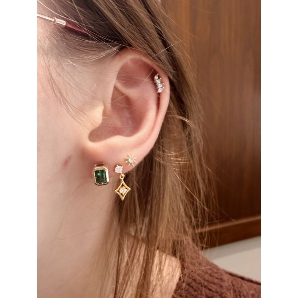 1.04cttw Created Emerald Earrings in 10k Yellow Gold Image 2 Conti Jewelers Endwell, NY