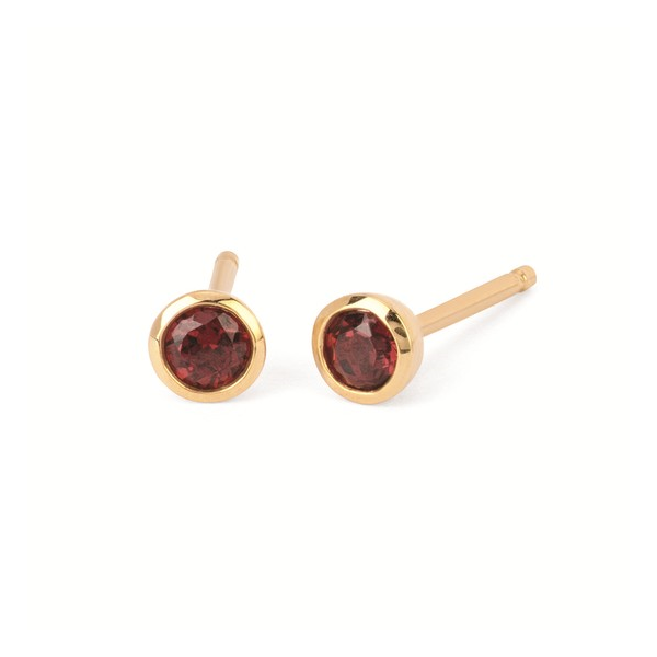 3.5 Mm Garnet Bezel Stud Earrings on 10k Yellow Gold Conti Jewelers Endwell, NY