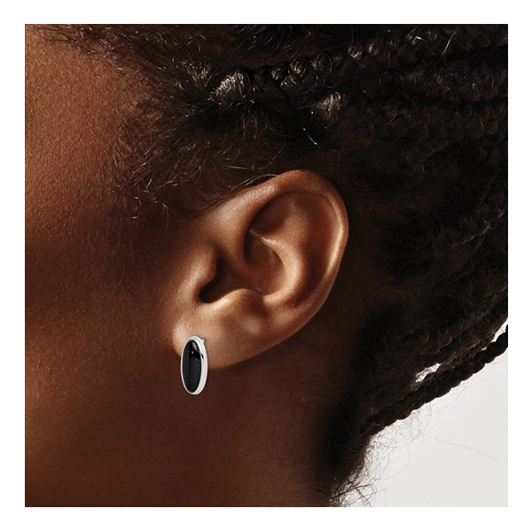 SS RP Oval onyx post drop earring Image 2 Conti Jewelers Endwell, NY