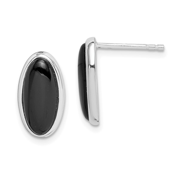 SS RP Oval onyx post drop earring Conti Jewelers Endwell, NY