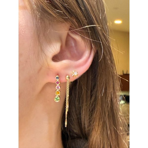 14k Yellow Gold 0.60cttw Multi color Sapphire & Garnet Drop Earrings Image 2 Conti Jewelers Endwell, NY
