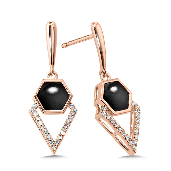 1 1/10th Ctw. Onyx and Diamond Earrings in 14k Rose Gold Conti Jewelers Endwell, NY