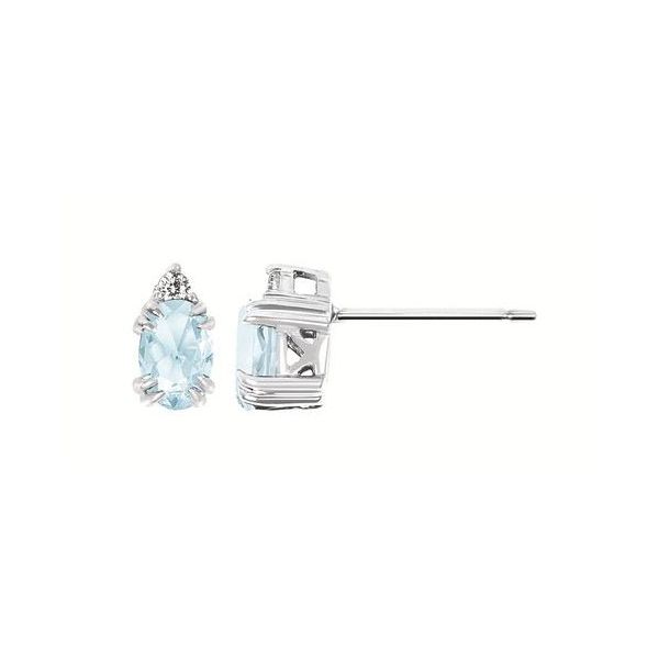 0.04Ctw Diamond & Created Aquamarine Birthstone Earrings in 10k White Gold Image 2 Conti Jewelers Endwell, NY