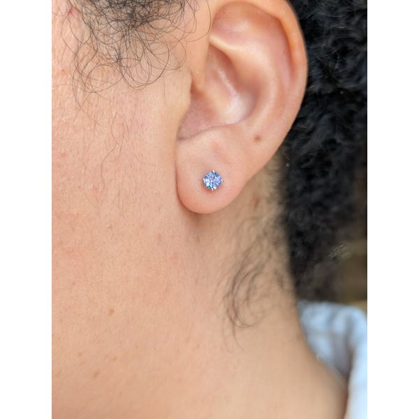 4 mm Natural Tanzanite Stud Earrings in 14k White Gold Image 2 Conti Jewelers Endwell, NY