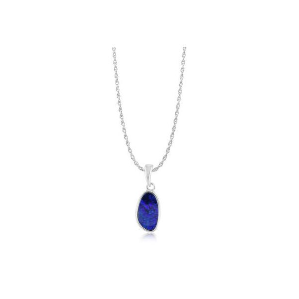 Australian Blue Opal Doublet Pendant in Sterling Silver Conti Jewelers Endwell, NY