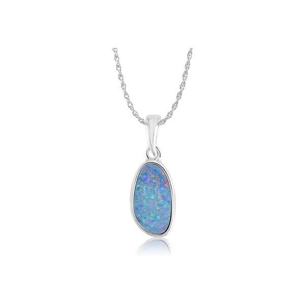 Australian Red Opal Doublet Pendant in Sterling Silver Conti Jewelers Endwell, NY