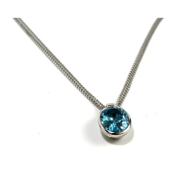 Bezel-Set Blue Topaz Oval Pendant in Sterling Silver Conti Jewelers Endwell, NY