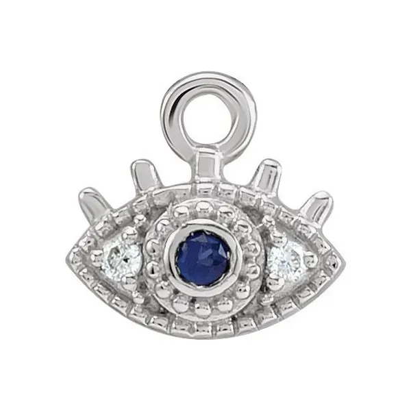 Blue Sapphire & Diamond Evil Eye Charm in 14k White Gold Conti Jewelers Endwell, NY