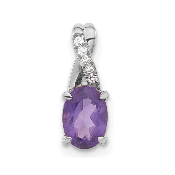 Oval Amethyst & Diamond Birthstone Necklace in 14k White Gold Conti Jewelers Endwell, NY