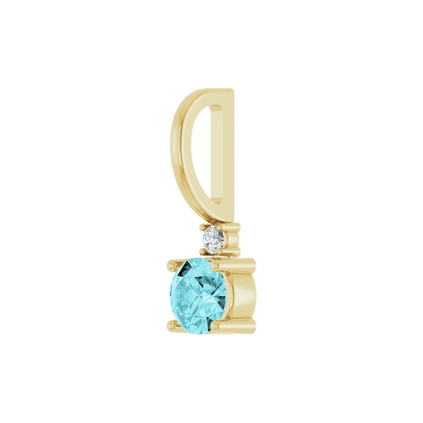 Natural Blue Zircon & .015 CT Natural Diamond Pendant in 14k Yellow Gold Image 2 Conti Jewelers Endwell, NY