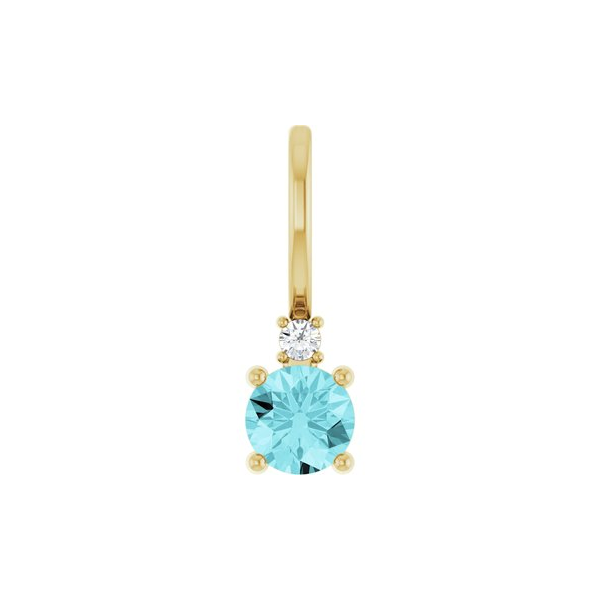 Natural Blue Zircon & .015 CT Natural Diamond Pendant in 14k Yellow Gold Conti Jewelers Endwell, NY