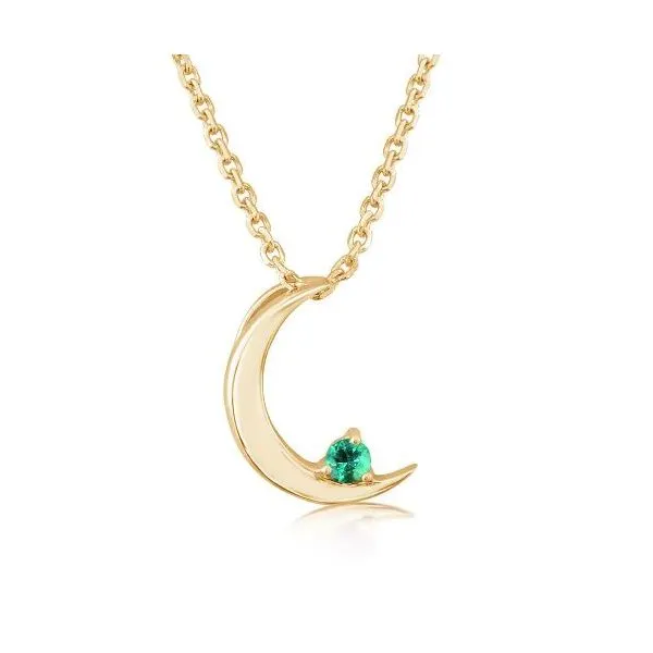 Emerald Crescent Moon Pendant in 14k Yellow Gold Conti Jewelers Endwell, NY