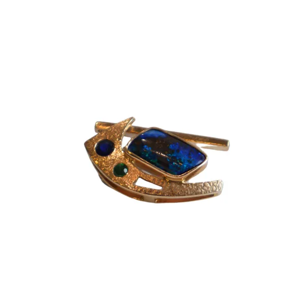 Boulder Opal & Gemstone Freeform Pendant in 14k Yellow Gold Image 2 Conti Jewelers Endwell, NY
