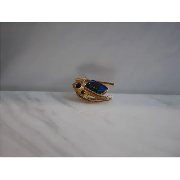 Boulder Opal & Gemstone Freeform Pendant in 14k Yellow Gold Conti Jewelers Endwell, NY