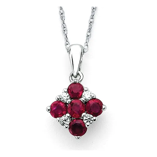 0.5cttw Ruby & Diamond Pendant in 14k White Gold Conti Jewelers Endwell, NY