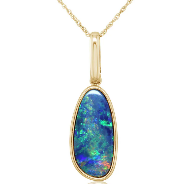 14K YG Australian Opal Doublet Pendant 'ASBL' Conti Jewelers Endwell, NY