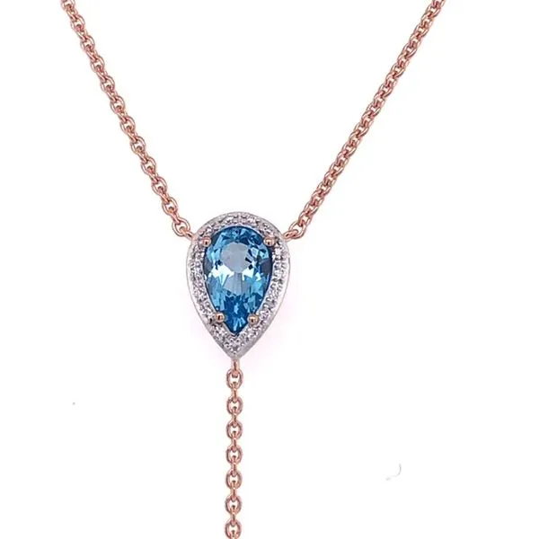 Swiss Blue Topaz and Diamond Lariat Necklace Conti Jewelers Endwell, NY