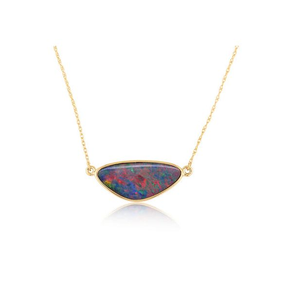 Opal Pendant Australian Doublet Bright 14k GOLD Jewelry 0.68g 18.8mm -  Absolute Opals & Gems