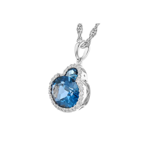 3.00cttw London Blue Topaz & Diamond Pendant Necklace in 14k White Gold Image 2 Conti Jewelers Endwell, NY