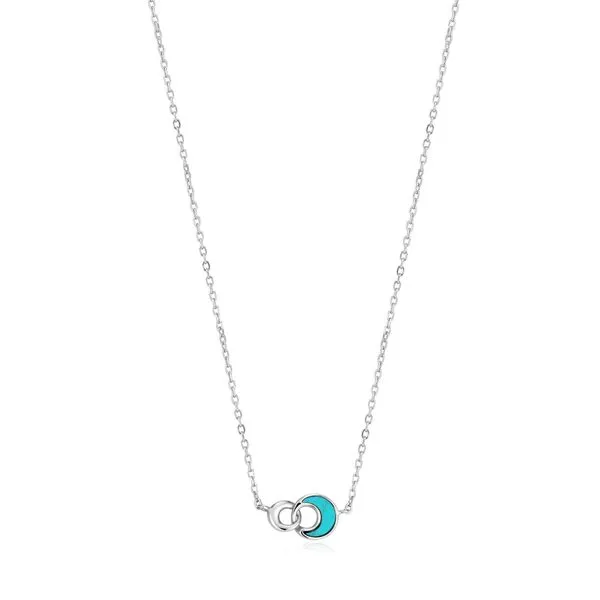 Silver Tidal Turquoise Crescent Link Necklace Conti Jewelers Endwell, NY