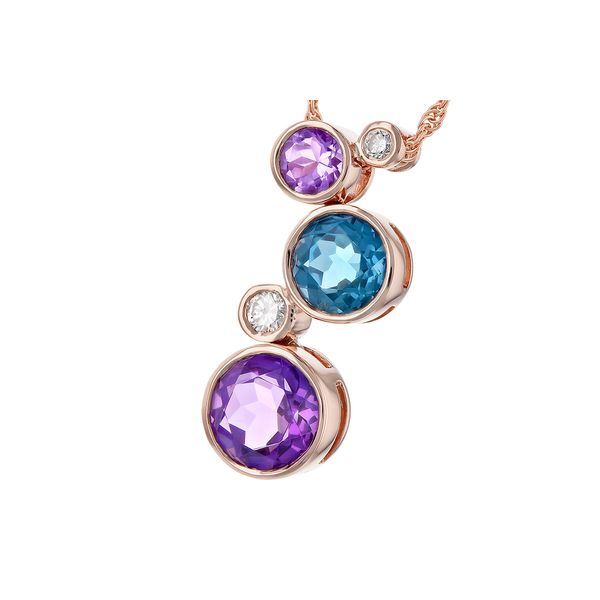 2.18cttw Amethyst, Blue Topaz, & Diamond Pendant Necklace in 14k Rose God Image 2 Conti Jewelers Endwell, NY