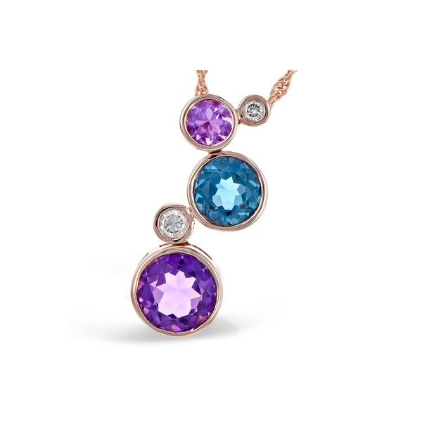 2.18cttw Amethyst, Blue Topaz, & Diamond Pendant Necklace in 14k Rose God Conti Jewelers Endwell, NY