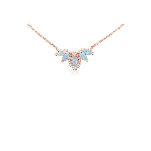 14k Yellow Gold Australian Opal & Diamond Necklace Conti Jewelers Endwell, NY