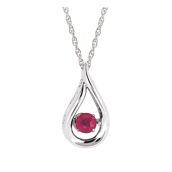 Shimmering Diamonds® Teardrop Pendant With 3/8 Tgw. Ruby Birthstone In Sterling Silver (July) Image 2 Conti Jewelers Endwell, NY