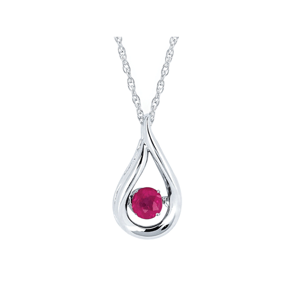 Shimmering Diamonds® Teardrop Pendant With 3/8 Tgw. Ruby Birthstone In Sterling Silver (July) Conti Jewelers Endwell, NY